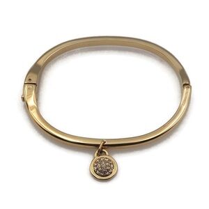 Gold Bangle Bracelet Swarovski Crystals Charm